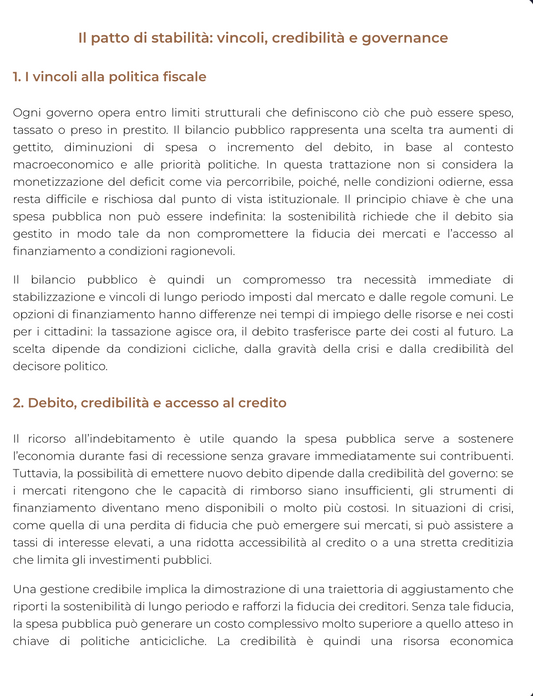 Riassunto di Politica economica