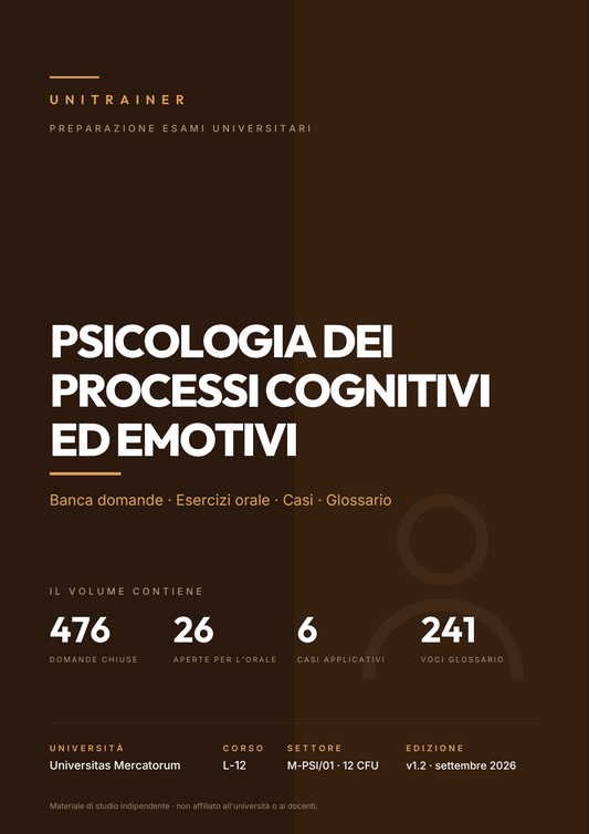 Lèssico · copertina di Psicologia dei processi cognitivi ed emotivi — L-12 Lingue e Mercati — Mercatorum (ed. 1.2)