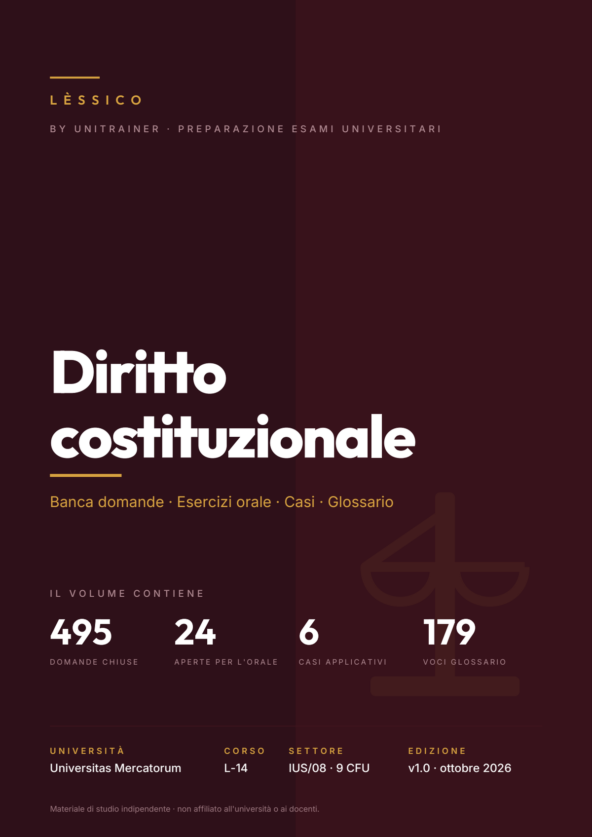 Lèssico · copertina di Diritto costituzionale — L-14 Scienze Giuridiche — Mercatorum (ed. 1.0)