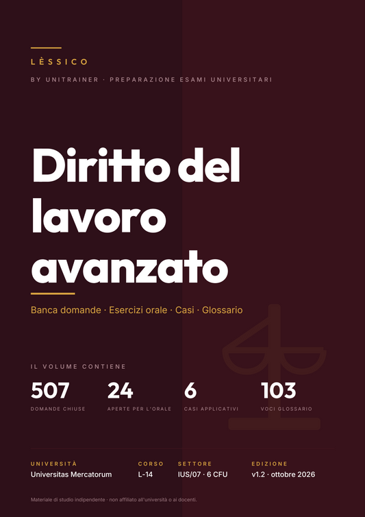 Lèssico · copertina di Diritto del lavoro avanzato — L-14 Scienze Giuridiche — Mercatorum (ed. 1.1)