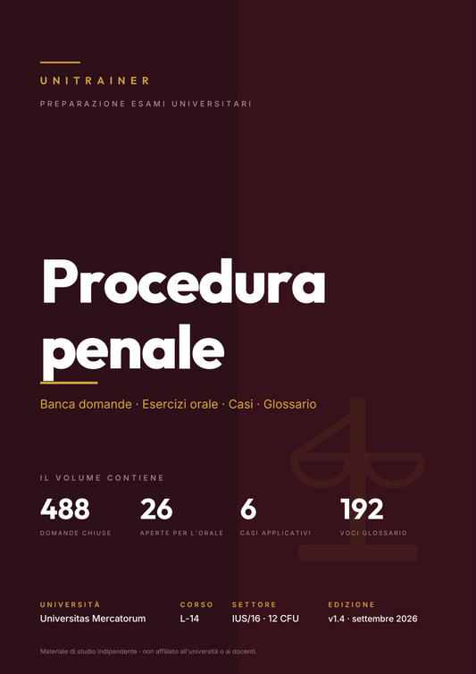 Lèssico · copertina di Procedura penale — L-14 Scienze Giuridiche — Mercatorum (ed. 1.4)