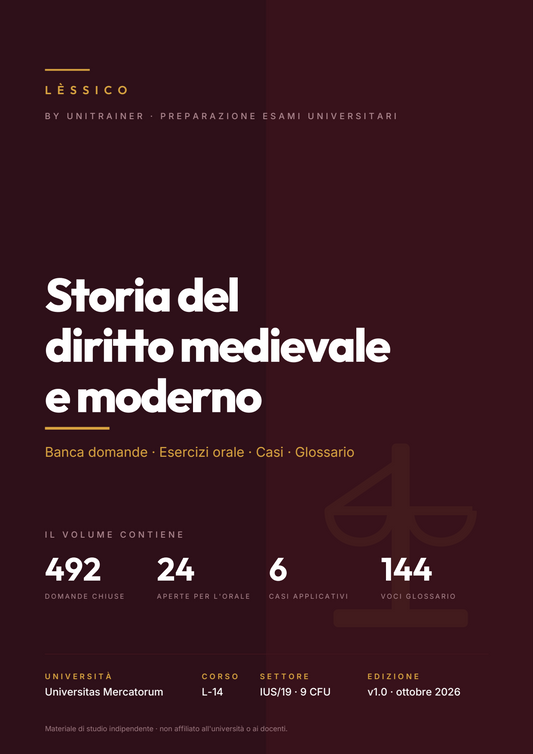Lèssico · copertina di Storia del diritto medievale e moderno — L-14 Scienze Giuridiche — Mercatorum (ed. 1.0)