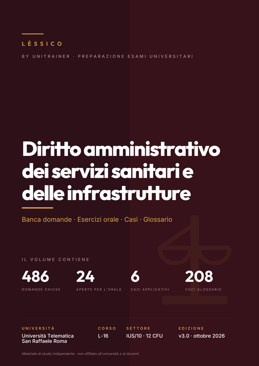 Lèssico · copertina di Diritto amministrativo dei servizi sanitari e delle infrastrutture — L-16 Scienze dell'amministrazione e dell'organizzazione — San Raffaele (ed. 3.0)
