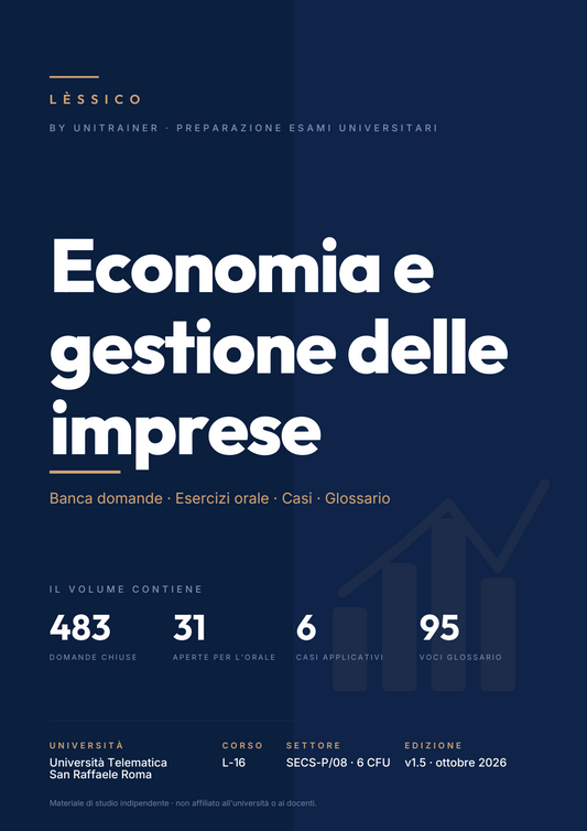 Lèssico · copertina di Economia e gestione delle imprese — L-16 Scienze dell'amministrazione e dell'organizzazione — San Raffaele (ed. 1.5)