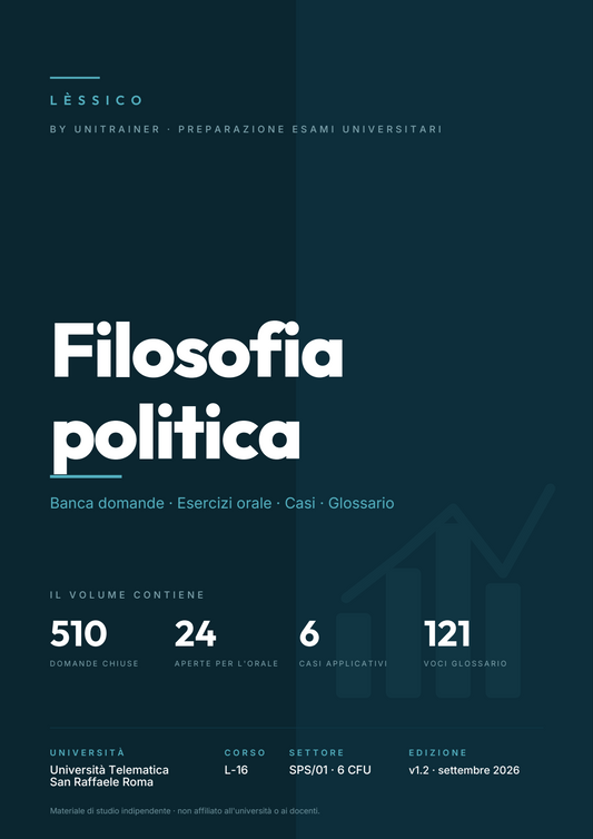 Lèssico · copertina di Filosofia politica — L-16 Scienze dell'Amministrazione e dell'Organizzazione — San Raffaele (ed. 1.2)