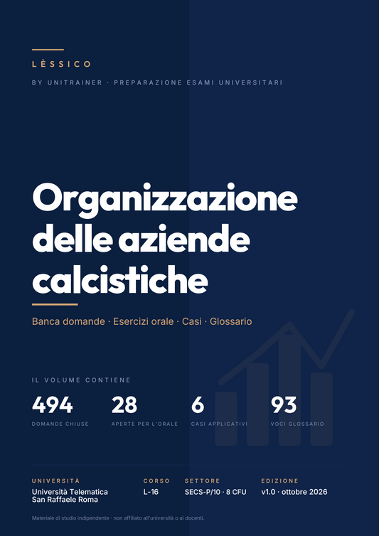 Lèssico · copertina di Organizzazione delle aziende calcistiche — L-16 Scienze dell'Amministrazione e dell'Organizzazione — San Raffaele (ed. 1.0)