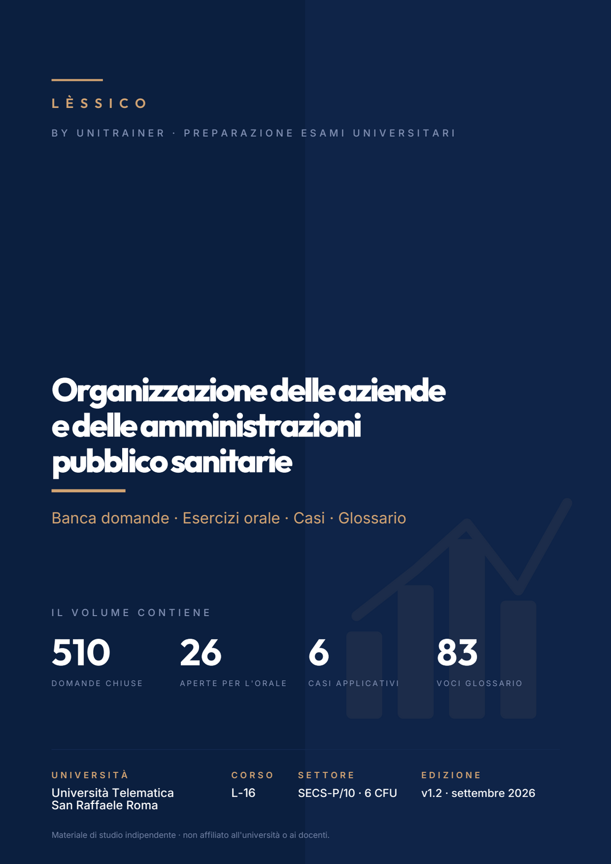 Lèssico · copertina di Organizzazione delle aziende e delle amministrazioni pubblico sanitarie — L-16 Scienze dell'Amministrazione e dell'Organizzazione — San Raffaele (ed. 1.2)