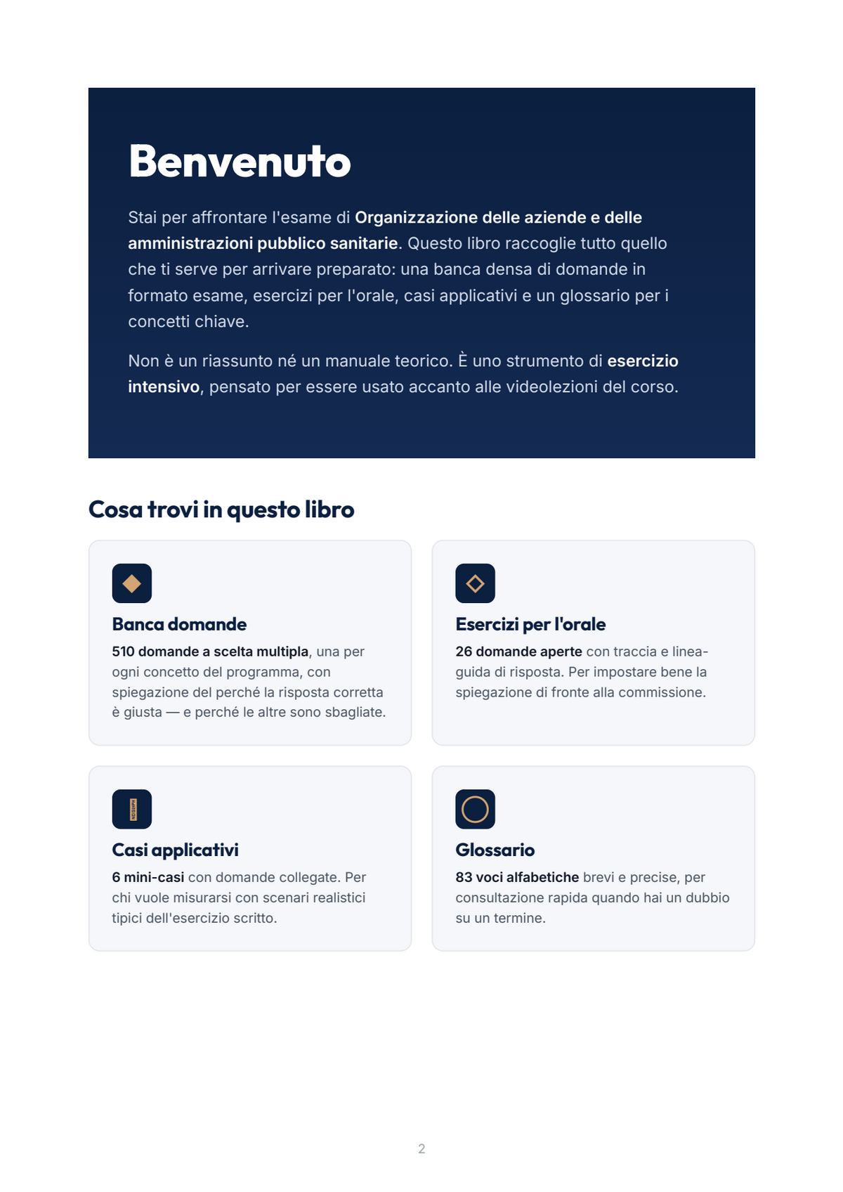 Lèssico · anteprima 1/10 — Benvenuto — Organizzazione delle aziende e delle amministrazioni pubblico sanitarie (ed. 1.2)