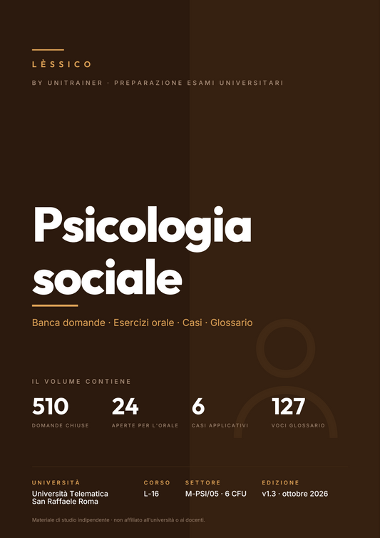 Lèssico · copertina di Psicologia sociale — L-16 Scienze dell'Amministrazione e dell'Organizzazione — San Raffaele (ed. 1.2)
