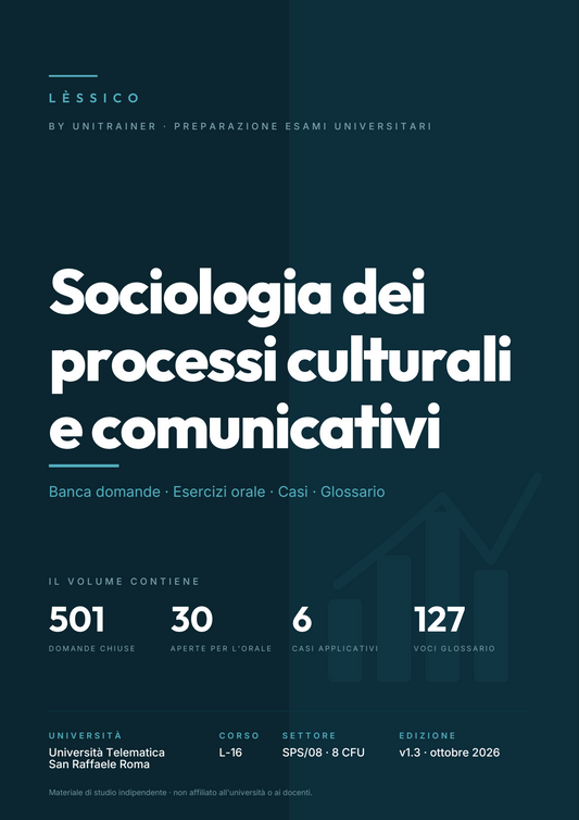 Lèssico · copertina di Sociologia dei processi culturali e comunicativi — L-16 Scienze dell'Amministrazione e dell'Organizzazione — San Raffaele (ed. 1.2)