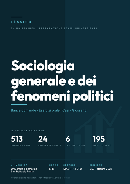 Lèssico · copertina di Sociologia generale e dei fenomeni politici — L-16 Scienze dell'Amministrazione e dell'Organizzazione — San Raffaele (ed. 1.2)