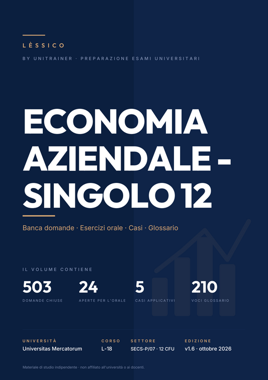 Lèssico · copertina di Economia aziendale - Singolo 12 — L-18 Gestione d'Impresa — Mercatorum (ed. 1.6)
