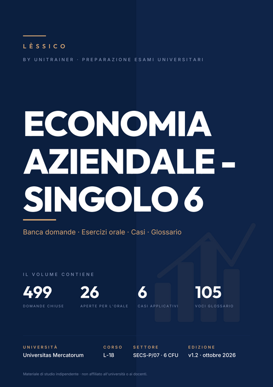 Lèssico · copertina di Economia aziendale - Singolo 6 — L-18 Gestione d'Impresa — Mercatorum (ed. 1.2)