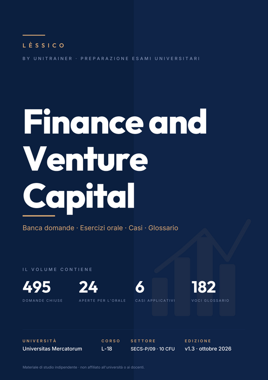 Lèssico · copertina di Finance and Venture Capital — L-18 Gestione d'Impresa — Mercatorum (ed. 1.3)