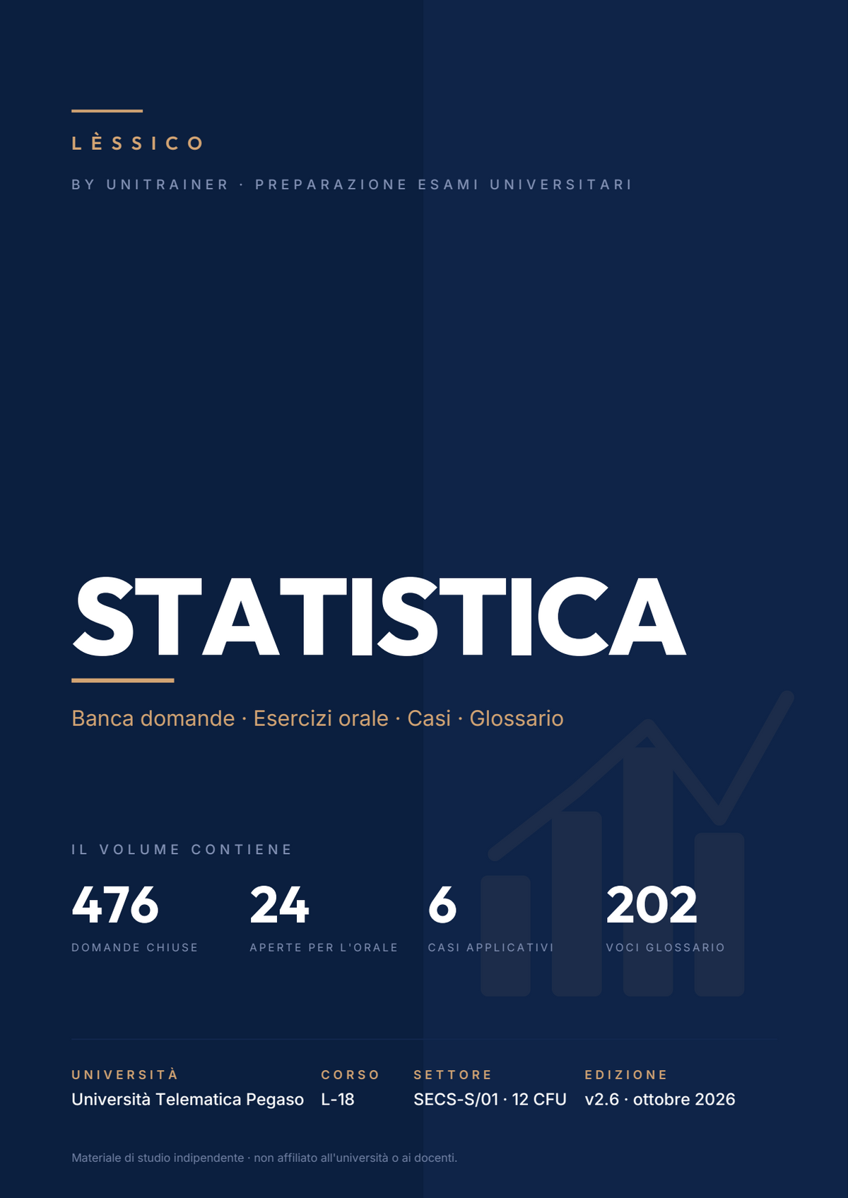 Lèssico · copertina di Statistica — L-18 Economia aziendale — Pegaso (ed. 2.6)