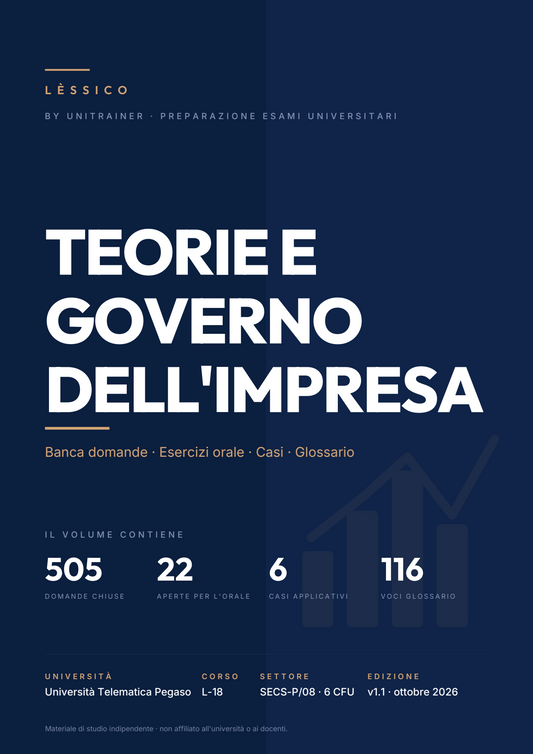 Lèssico · copertina di Teorie e governo dell'impresa — L-18 Economia aziendale — Pegaso (ed. 1.1)