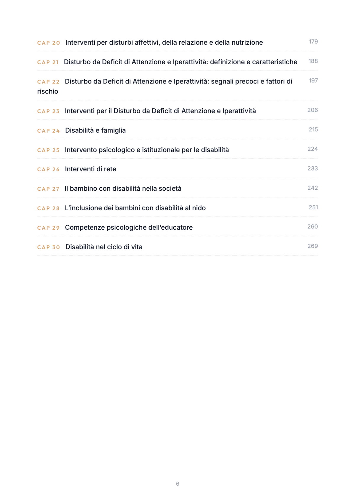 Lèssico · anteprima 4/10 — Indice dei capitoli — PSICOLOGIA DELLE DISABILITÀ PER LA PRIMA INFANZIA (ed. 1.1)
