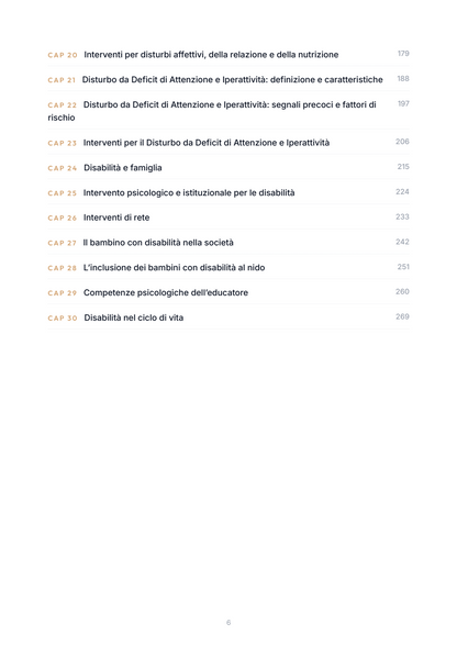 Lèssico · anteprima 4/10 — Indice dei capitoli — PSICOLOGIA DELLE DISABILITÀ PER LA PRIMA INFANZIA (ed. 1.1)