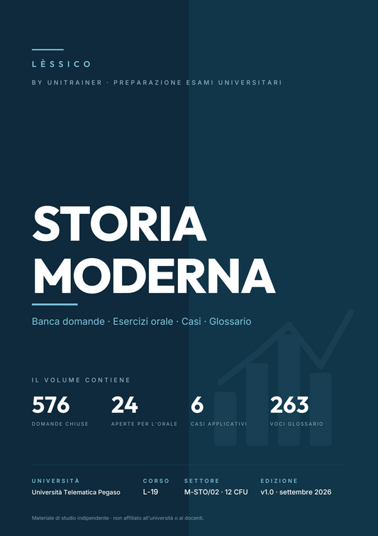 Lèssico · copertina di Storia moderna — L-19 Scienze dell'Educazione e della Formazione — Pegaso (ed. 1.0)