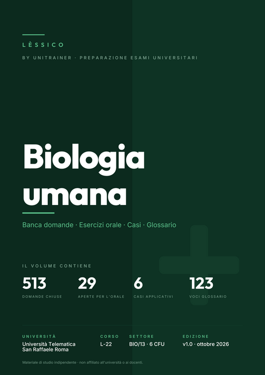 Lèssico · copertina di Biologia umana — L-22 Scienze motorie — San Raffaele (ed. 1.0)