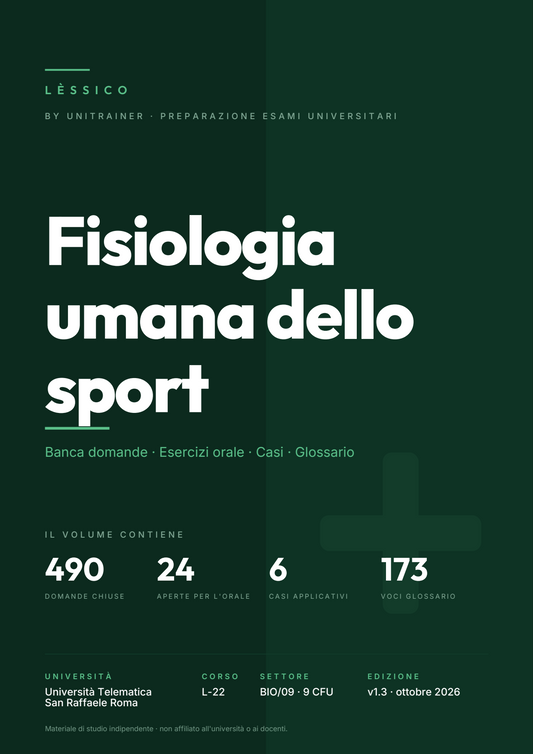 Lèssico · copertina di Fisiologia umana dello sport — L-22 Scienze Motorie — San Raffaele (ed. 1.3)