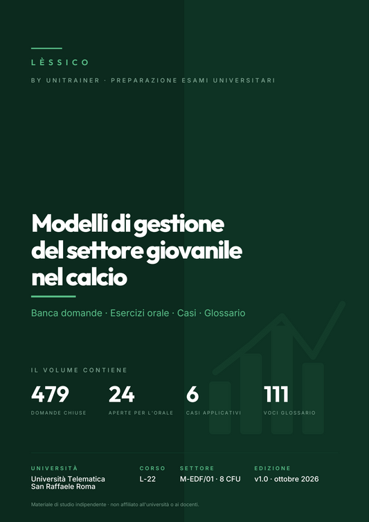 Lèssico · copertina di Modelli di gestione del settore giovanile nel calcio — L-22 Scienze Motorie — San Raffaele (ed. 1.0)