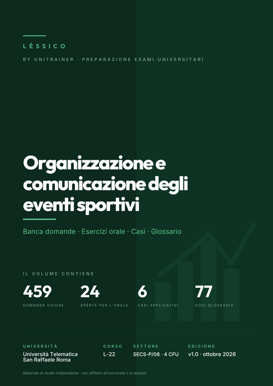 Lèssico · copertina di Organizzazione e comunicazione degli eventi sportivi — L-22 Scienze Motorie — San Raffaele (ed. 1.0)