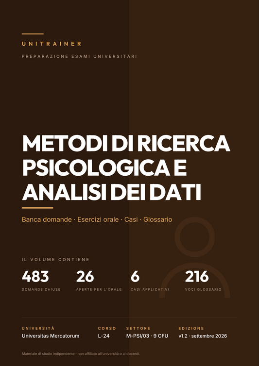 Lèssico · copertina di Metodi di ricerca psicologica e analisi dei dati — L-24 Scienze e Tecniche Psicologiche — Mercatorum (ed. 1.2)