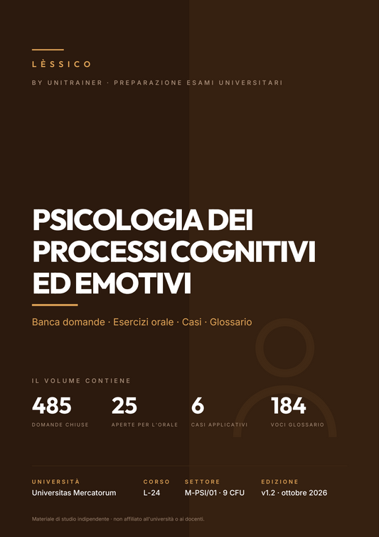 Lèssico · copertina di Psicologia dei processi cognitivi ed emotivi — L-24 Scienze e Tecniche Psicologiche — Mercatorum (ed. 1.2)
