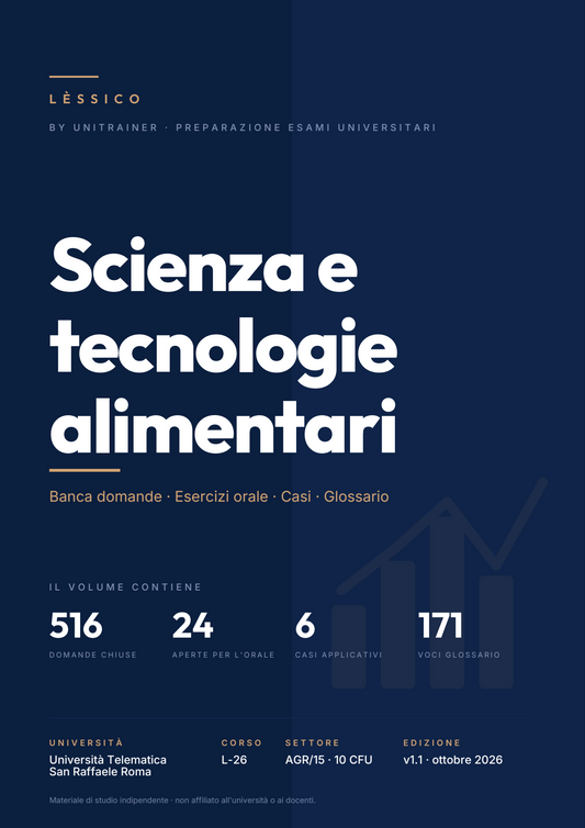 Lèssico · copertina di Scienza e tecnologie alimentari — L-26 Scienze dell'Alimentazione e Gastronomia — San Raffaele (ed. 1.1)
