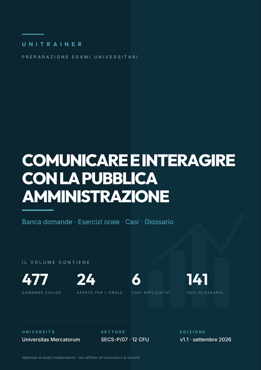 Lèssico · copertina di Comunicare e interagire con la pubblica amministrazione — L-36 Scienze Politiche e Relazioni Internazionali — Mercatorum (ed. 1.1)