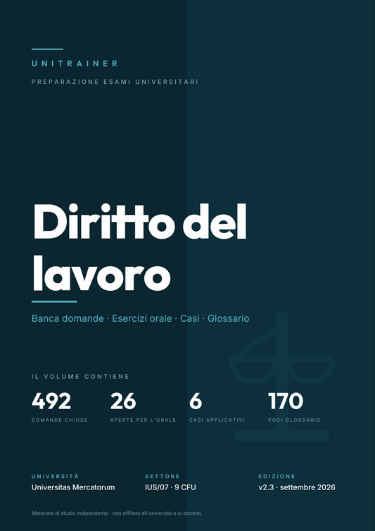 Lèssico · copertina di Diritto del lavoro — L-36 Scienze Politiche e Relazioni Internazionali — Mercatorum (ed. 2.3)