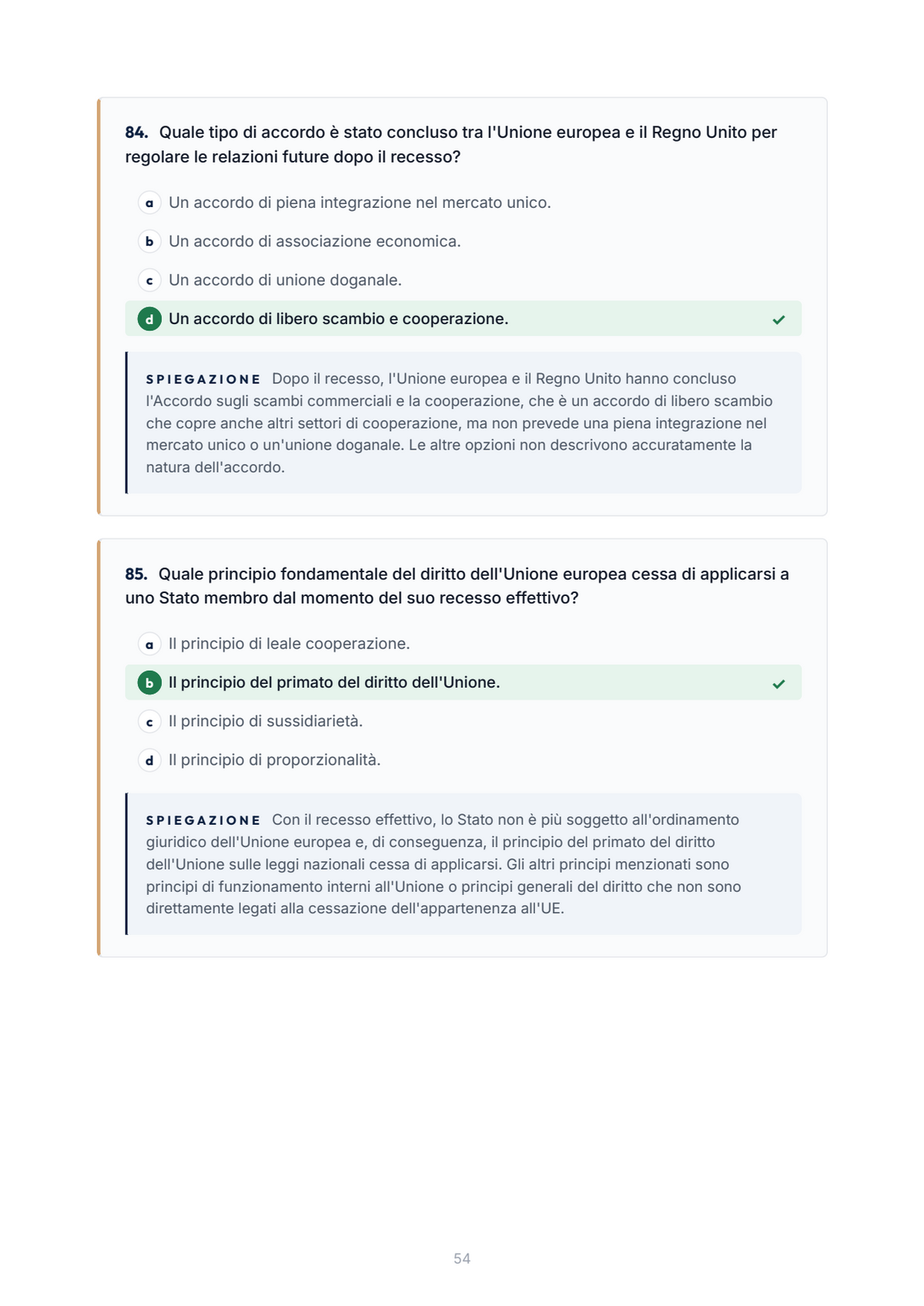 Lèssico · anteprima 5/10 — Banca domande — Diritto dell'Unione europea (ed. 2.3)