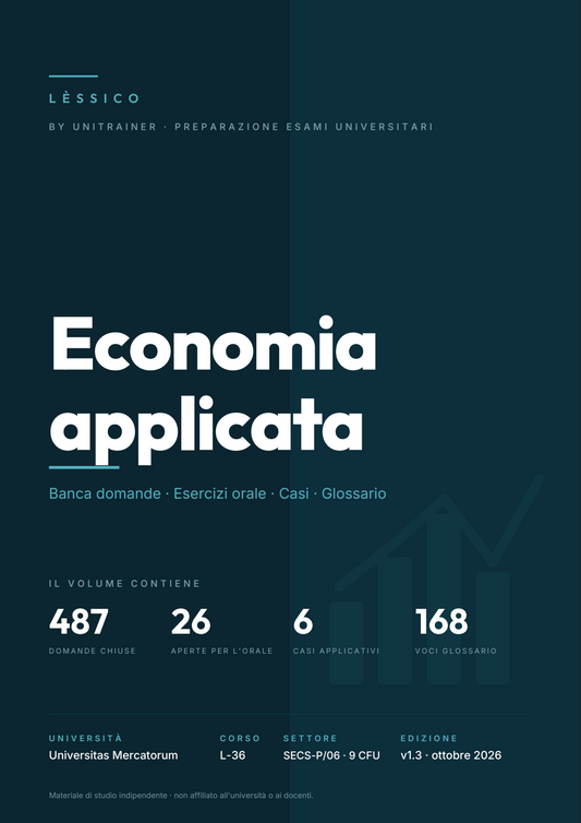 Lèssico · copertina di Economia applicata — L-36 Scienze Politiche e Relazioni Internazionali — Mercatorum (ed. 1.3)