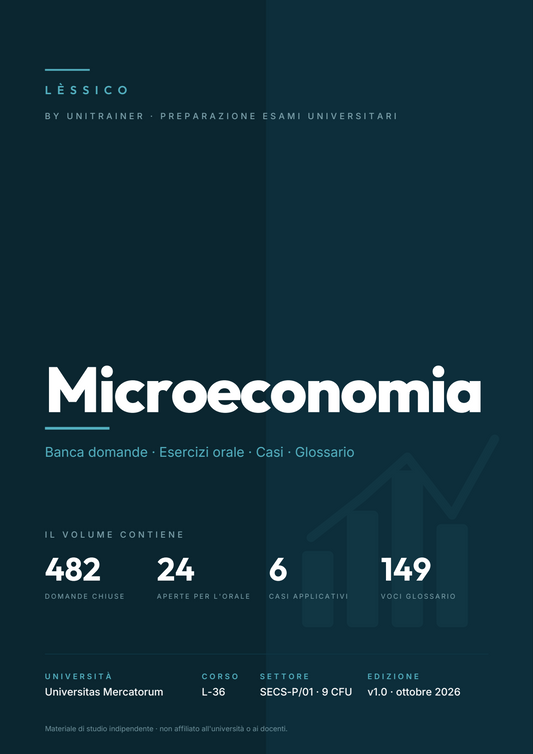 Lèssico · copertina di Microeconomia — L-36 Scienze Politiche e Relazioni Internazionali — Mercatorum (ed. 1.0)