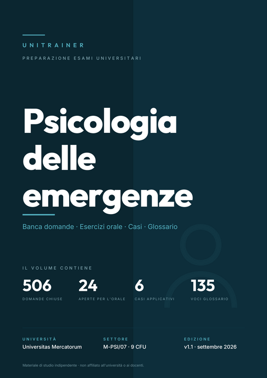 Lèssico · copertina di Psicologia delle emergenze — L-36 Scienze Politiche e Relazioni Internazionali — Mercatorum (ed. 1.1)