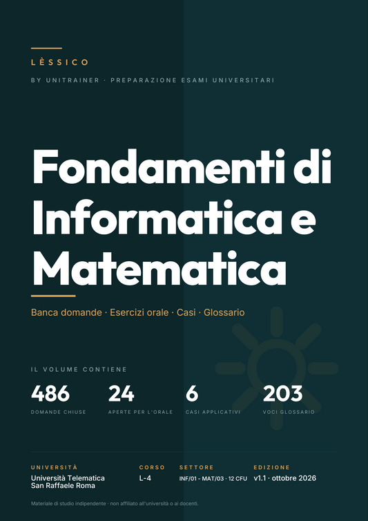 Lèssico · copertina di Fondamenti di Informatica e Matematica — L-4 Moda e design industriale — San Raffaele (ed. 1.1)