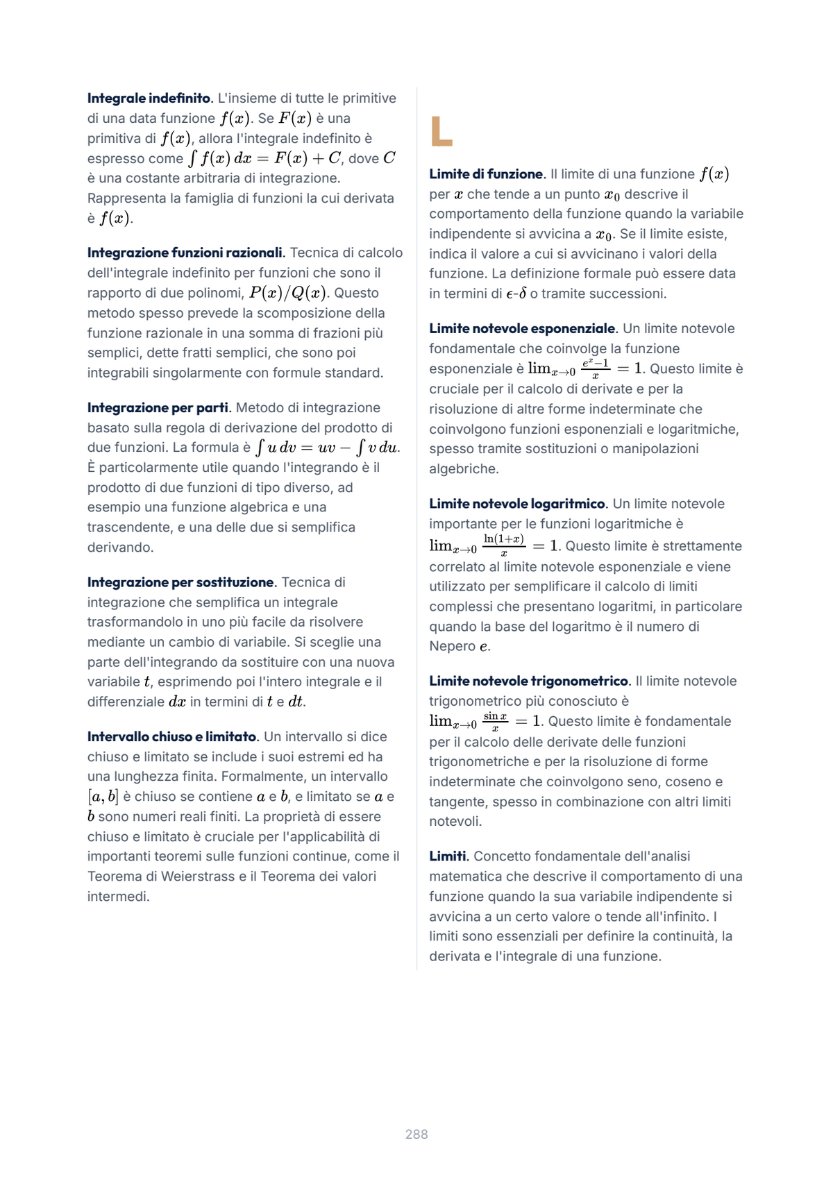 Lèssico · anteprima 10/10 — Glossario — Analisi matematica e geometria (ed. 2.4)