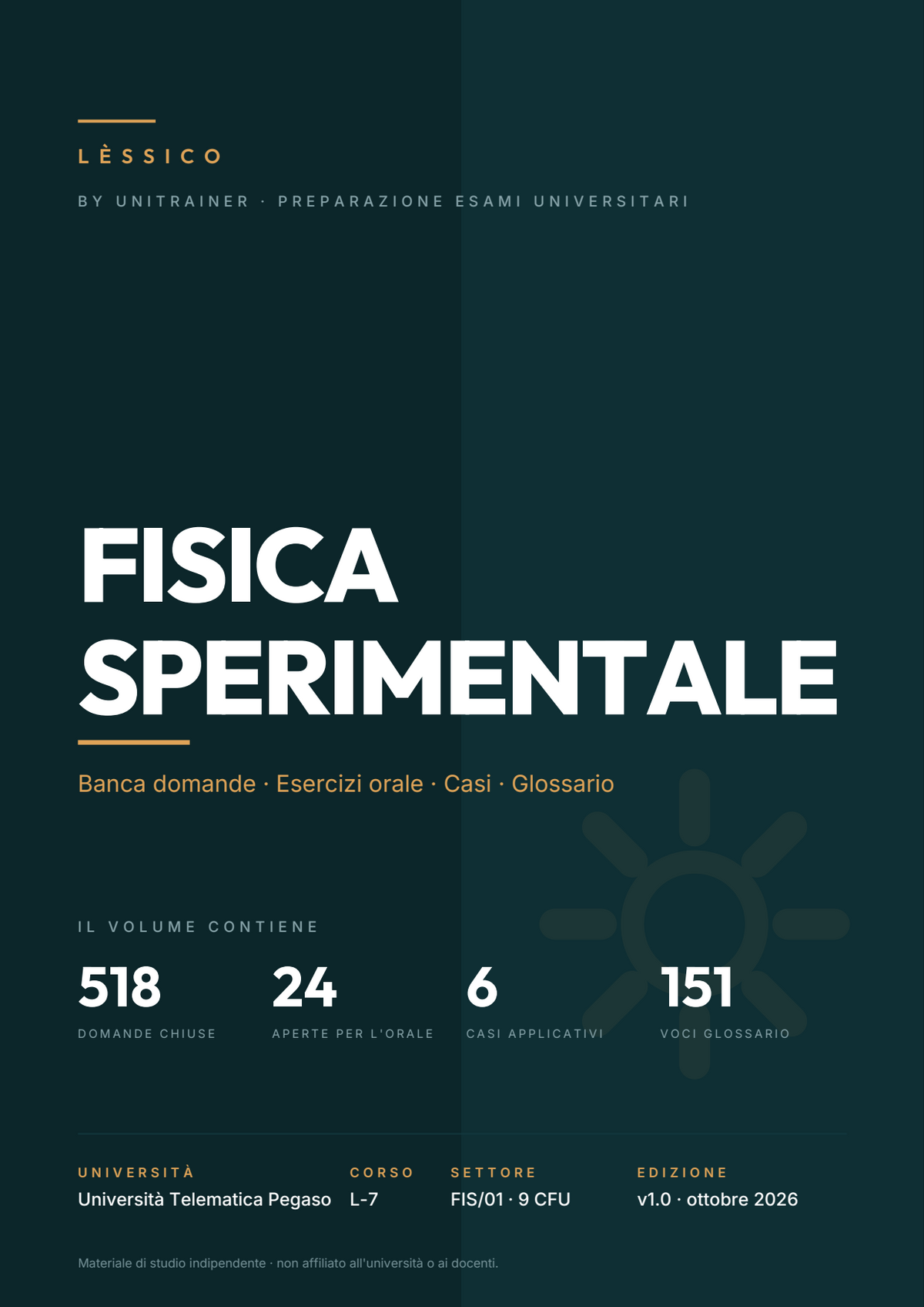 Lèssico · copertina di Fisica sperimentale — L-7 Ingegneria Civile — Pegaso (ed. 1.0)