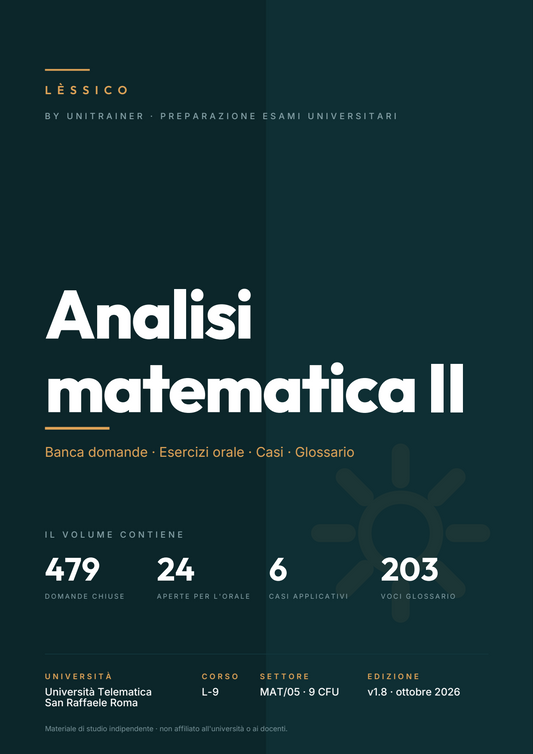 Lèssico · copertina di Analisi Matematica II — L-8 Ingegneria Informatica e Intelligenza artificiale — San Raffaele (ed. 1.6)