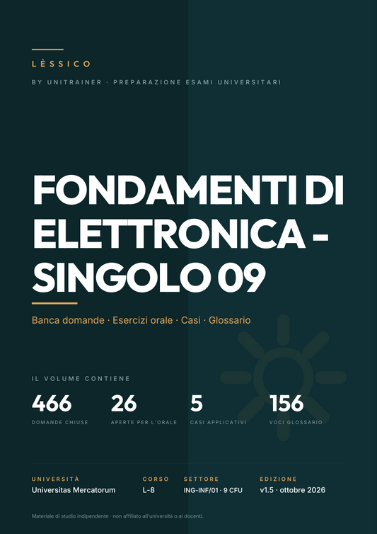 Lèssico · copertina di Fondamenti di elettronica - Singolo 09 — L-8 Ingegneria Informatica — Mercatorum (ed. 1.5)