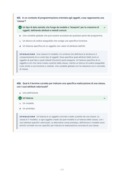 Lèssico · anteprima 7/10 — Banca domande — Programmazione Object Oriented (ed. 1.6)