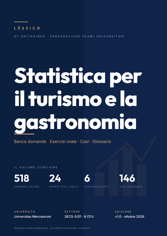 Lèssico · copertina di Statistica per il turismo e la gastronomia — L-GASTR Gastronomia, Ospitalità e Territori — Mercatorum (ed. 1.0)