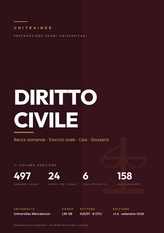 Lèssico · copertina di Diritto civile — LM-38 Lingue per la Comunicazione Internazionale — Mercatorum (ed. 1.4)