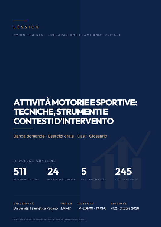 Lèssico · copertina di ATTIVITÀ MOTORIE E SPORTIVE: TECNICHE, STRUMENTI E CONTESTI D'INTERVENTO — LM-47 Management dello Sport e delle Attività Motorie — Pegaso (ed. 1.1)