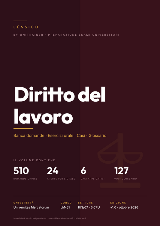 Lèssico · copertina di Diritto del lavoro — LM-51 Psicologia — Mercatorum (ed. 1.0)