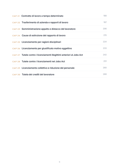 Lèssico · anteprima 4/10 — Indice dei capitoli — Diritto del lavoro (ed. 1.0)