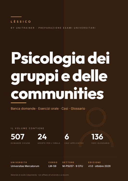 Lèssico · copertina di Psicologia dei gruppi e delle communities — LM-59 Comunicazione Digitale e Marketing — Mercatorum (ed. 1.0)