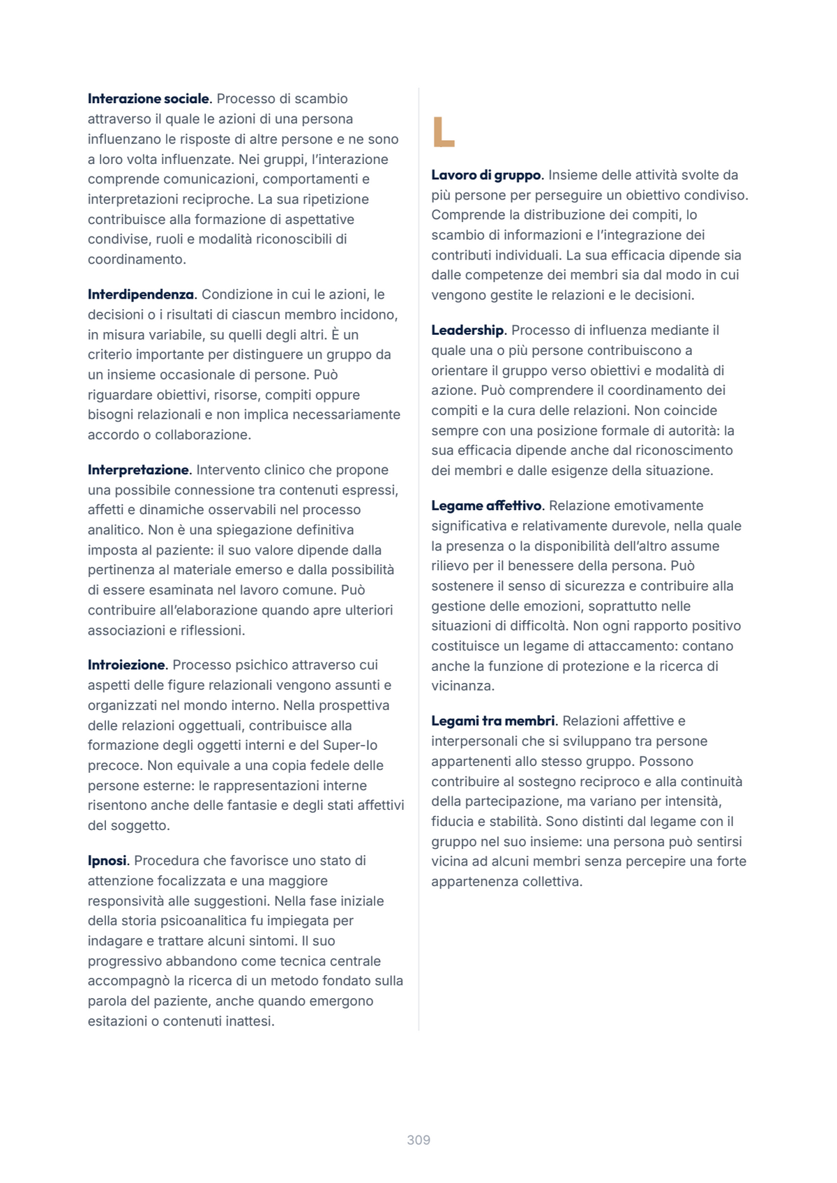 Lèssico · anteprima 10/10 — Glossario — Psicologia dei gruppi e delle communities (ed. 1.0)