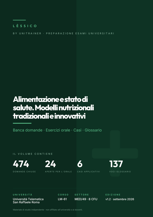 Lèssico · copertina di Alimentazione e stato di salute. Modelli nutrizionali tradizionali e innovativi — LM-61 Scienze della Nutrizione Umana — San Raffaele (ed. 1.2)